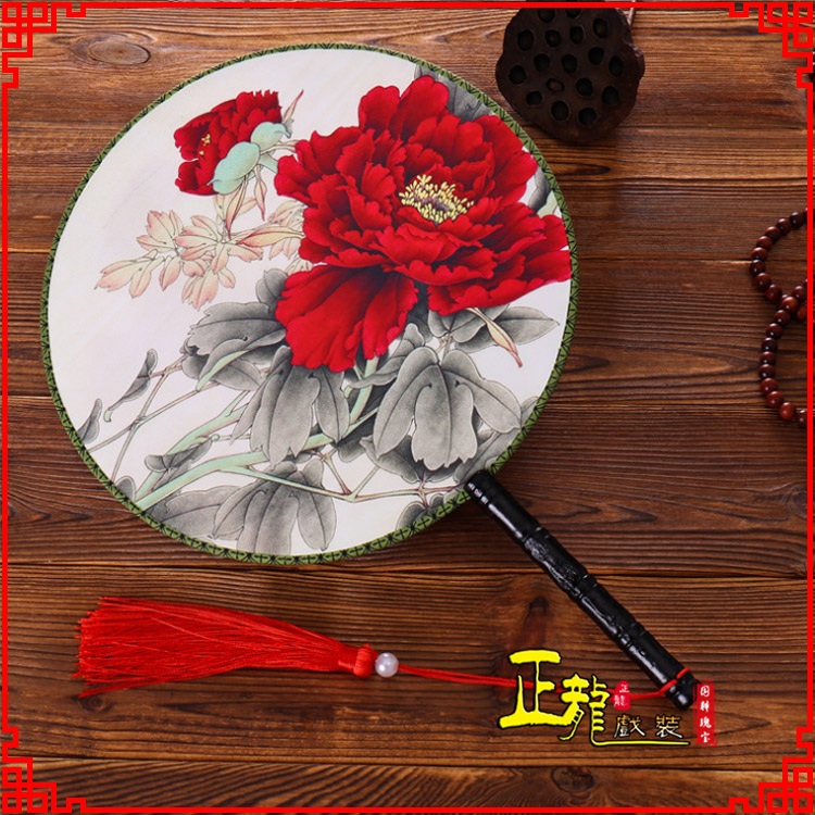 广陵古典中国风团扇空白扇跳舞蹈扇 真丝宫扇